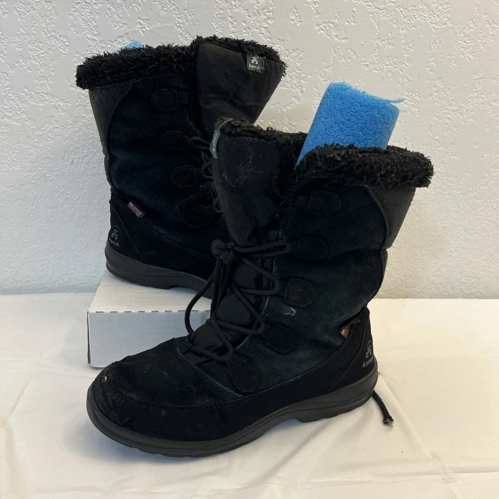 Kamik Icelyns Snow‎ Winter Boots Womens Sz 6 Black Waterproof -22 Rating Lace Up